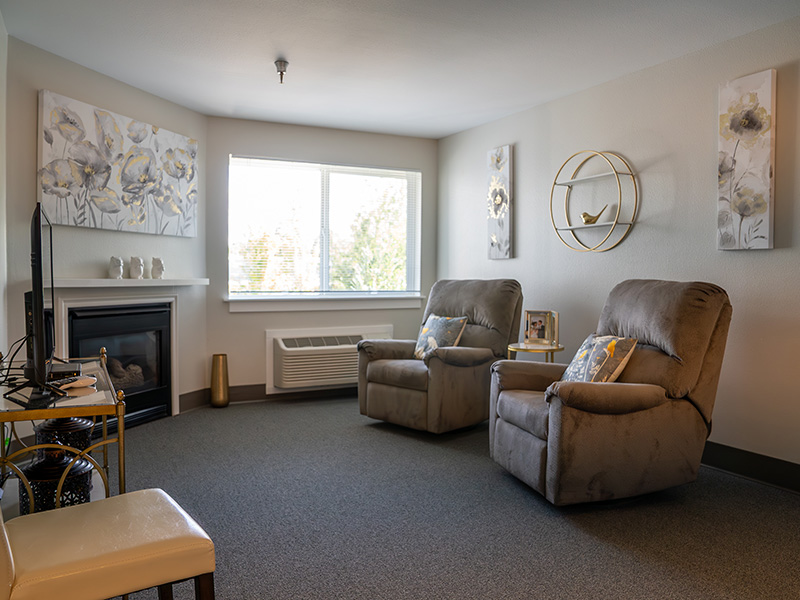 resident living room with two comfortable chairs